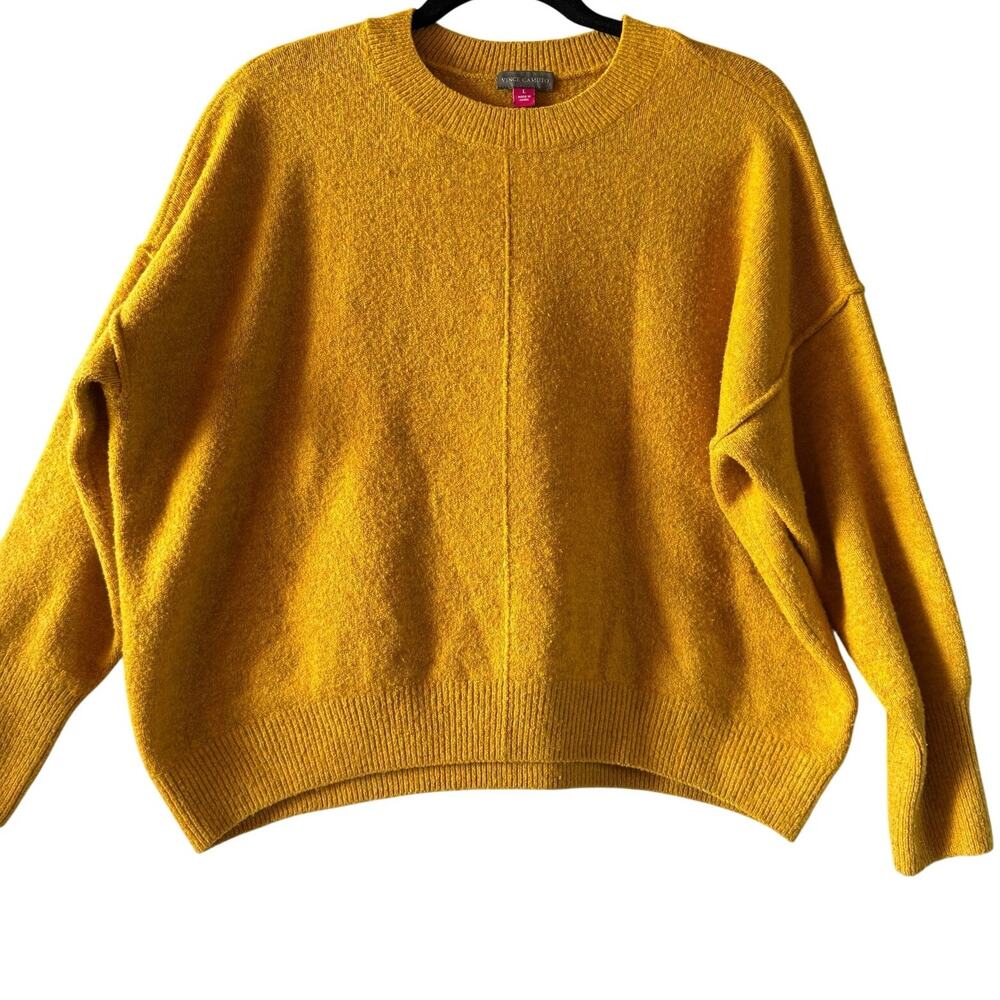 Vince Camuto Mustard Yellow Center Seam Oversized Sweater Women’s Large Cozy